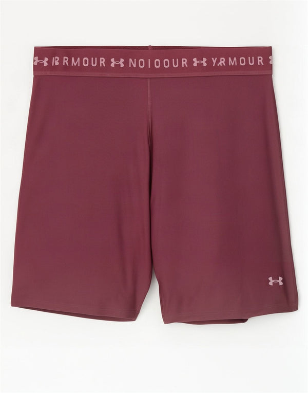 Pantaloni scurți sport grafic Under Armour pentru femei UK 20 2XL Burgundy Poliester