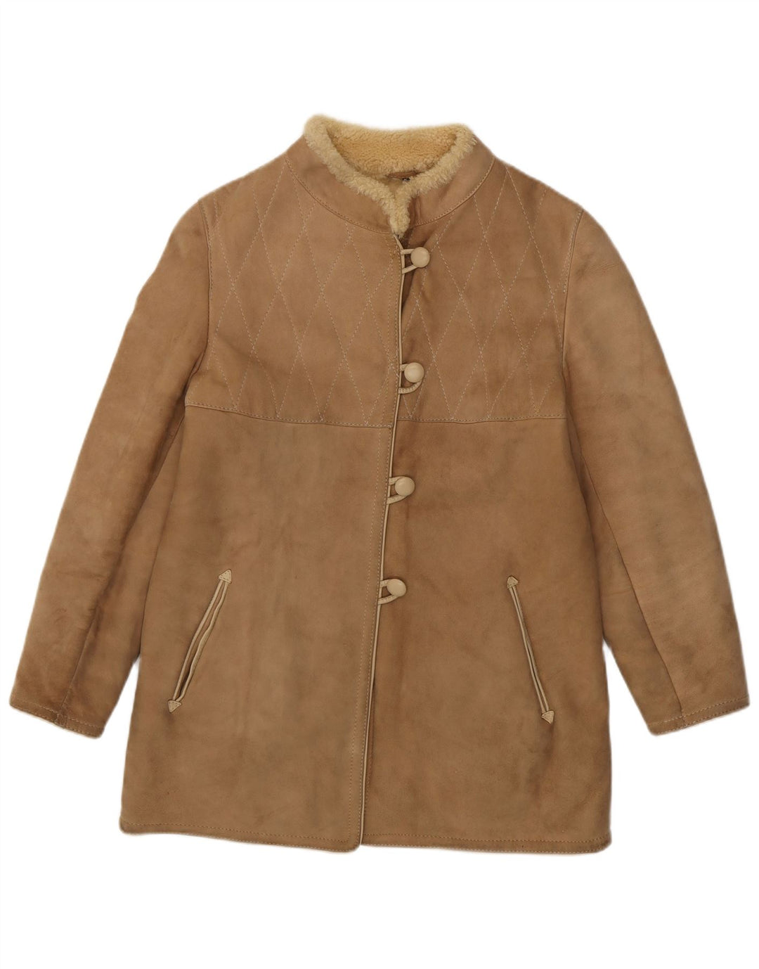 Palton din shearling vintage pentru femei IT 44 Bej mediu din shearling
