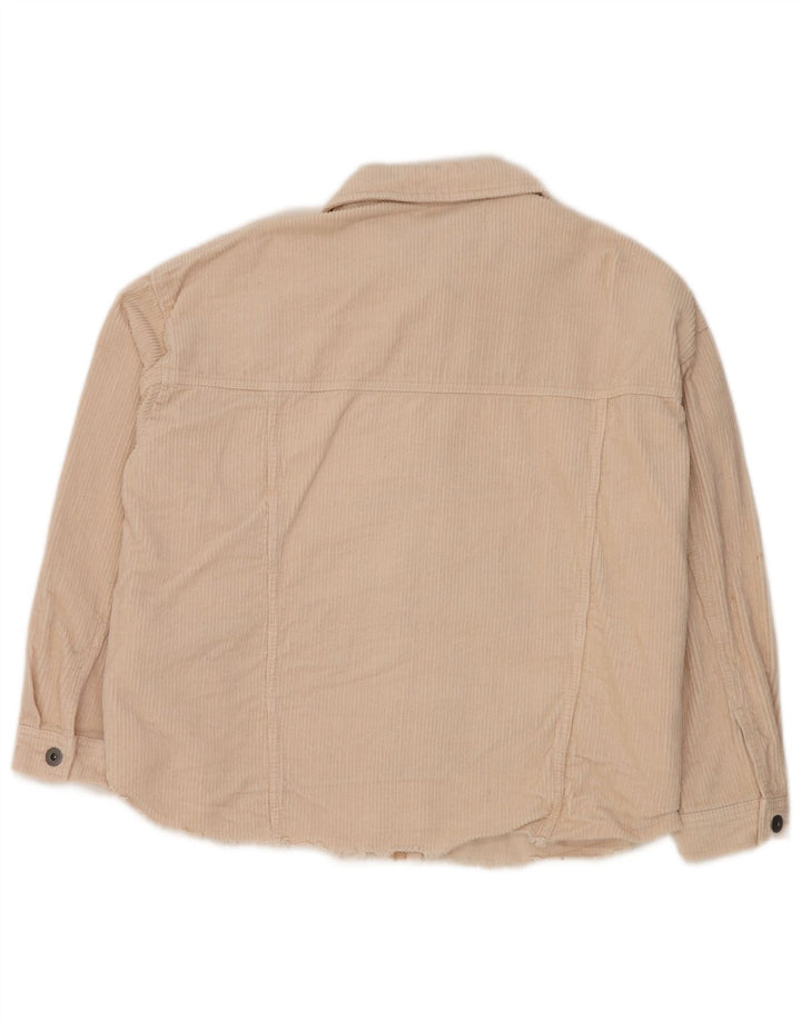 Cămașă oversize din velur pentru femei ZARA UK 14 Bumbac alb mediu mediu