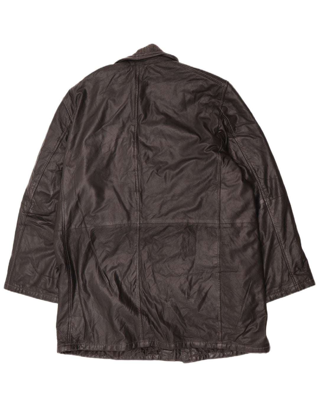 Palton din piele vintage pentru bărbați IT 58 4XL din piele neagră