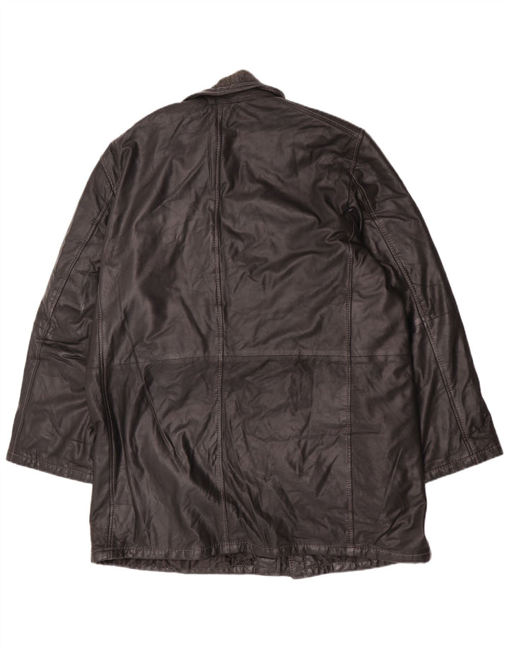 Palton din piele vintage pentru bărbați IT 58 4XL din piele neagră