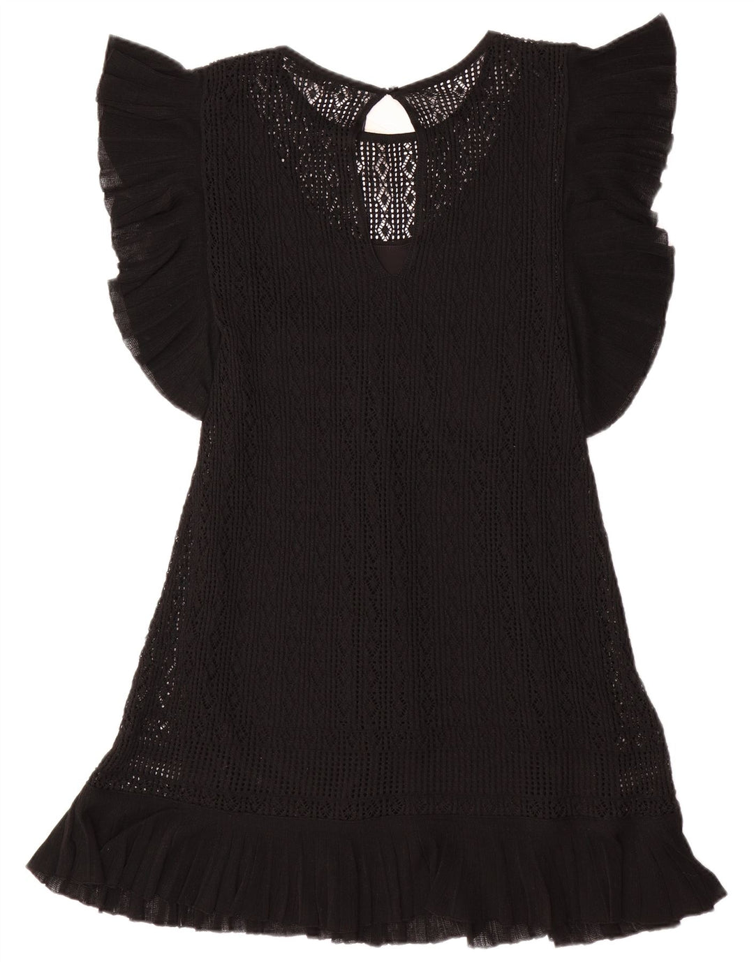 Rochie pulover cu mâneci scurte ZARA UK 12 Poliester mediu negru