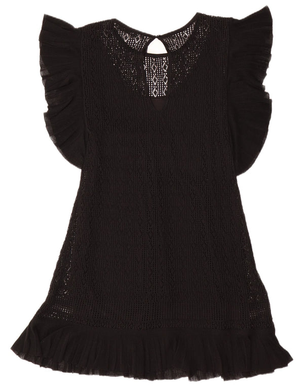 Rochie pulover cu mâneci scurte ZARA UK 12 Poliester mediu negru