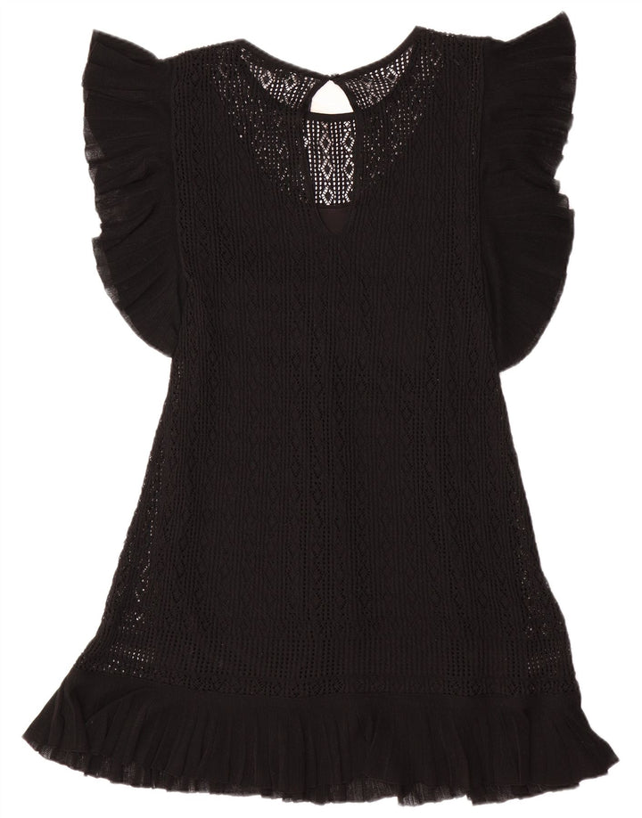 Rochie pulover cu mâneci scurte ZARA UK 12 Poliester mediu negru