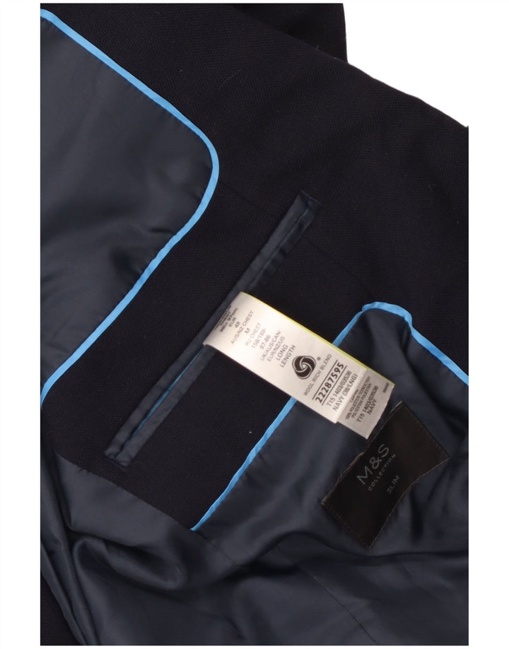 Blazer pentru bărbați Marks & Spencer, cu 2 nasturi, slim fit, UK 38 Medium Bleumarin