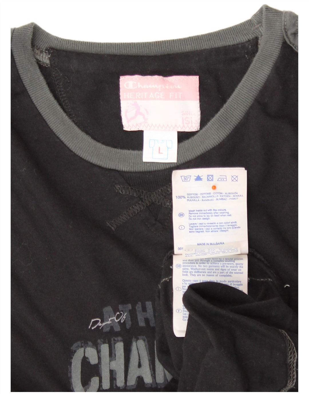 Tricou grafic pentru femei CHAMPION Heritage Fit Top UK 14, mare, negru, bumbac