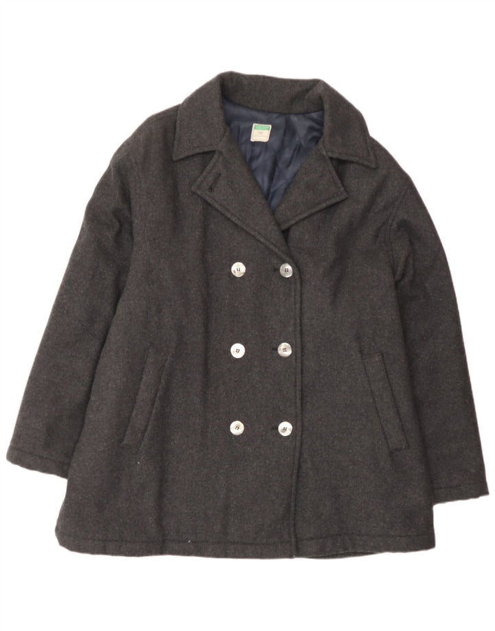 BENETTON Palton dublu pentru femei UK 18 XL Lână gri