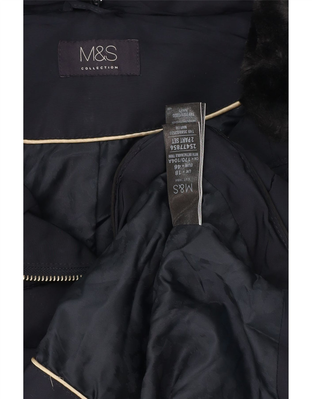 Jachetă căptușită pentru femei Marks & Spencer UK 18 XL bleumarin poliester