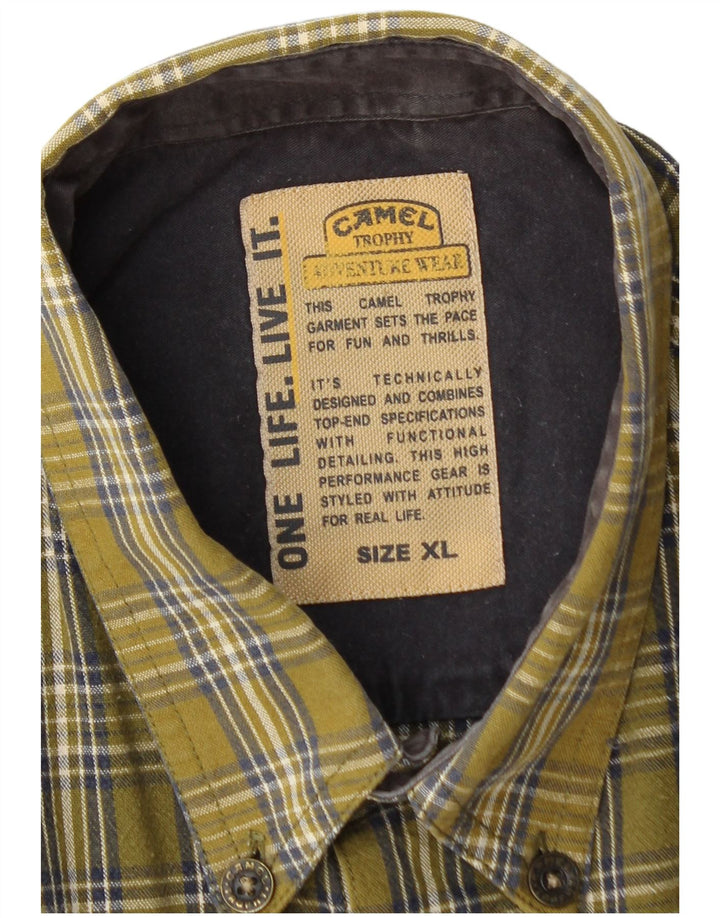 Cămașă de flanel pentru bărbați Camel XL Kaki Check Bumbac