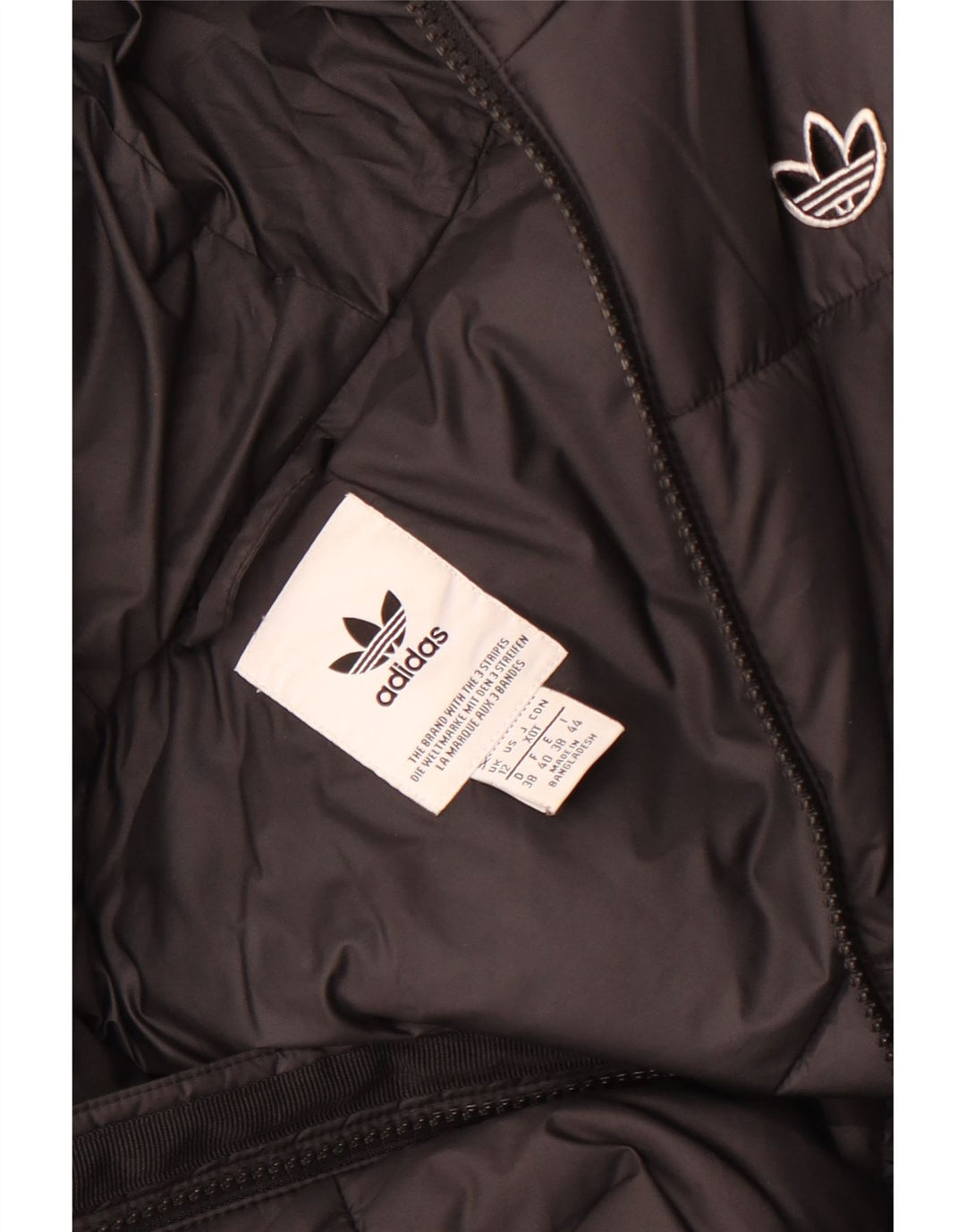 Jachetă căptușită cu glugă Adidas pentru femei UK 12 Poliester mediu negru