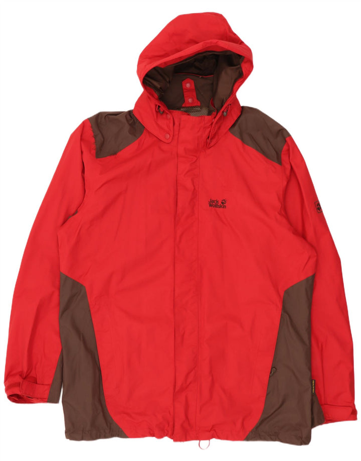 Jack Wolfskin Jachetă de ploaie cu glugă pentru bărbați UK 48 2XL Roșu Poliamidă color bloc