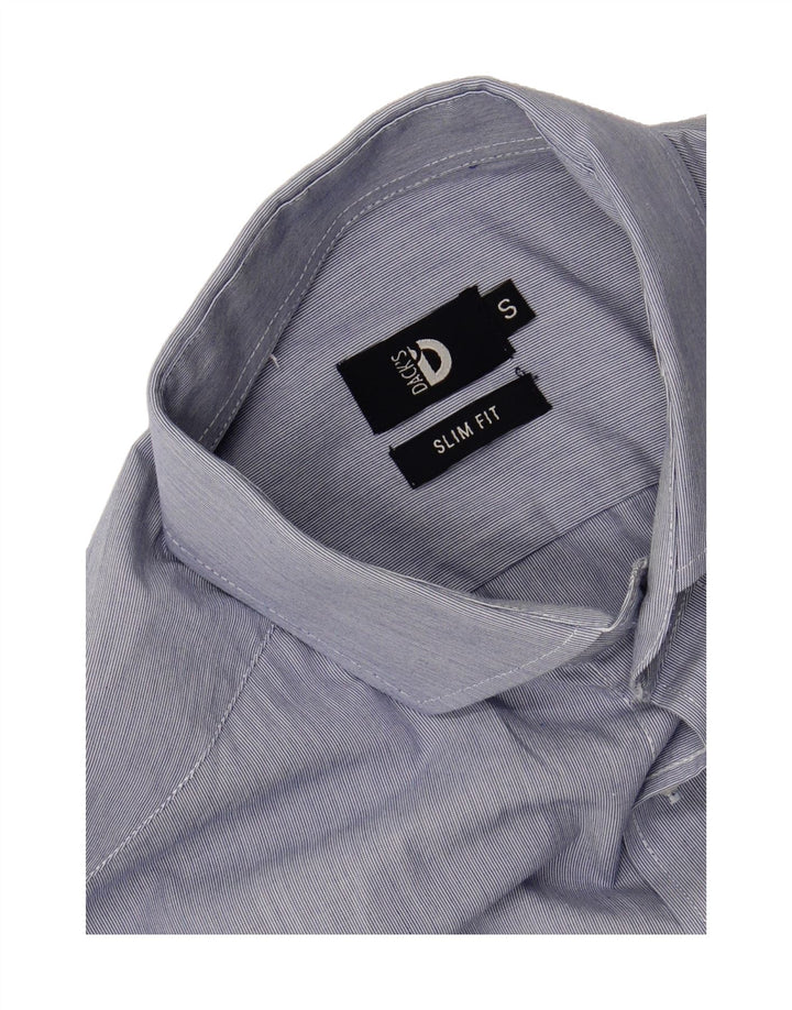 DACK'S Mens Slim Fit Shirt Small Blue Pinstripe Cotton Vintage Dack's and Second-Hand Dack's from Messina Hembry 