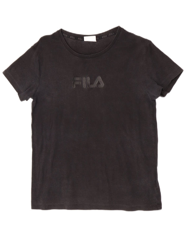 Tricou Grafic Fila Baieti Top 11-12 Ani Bumbac Negru