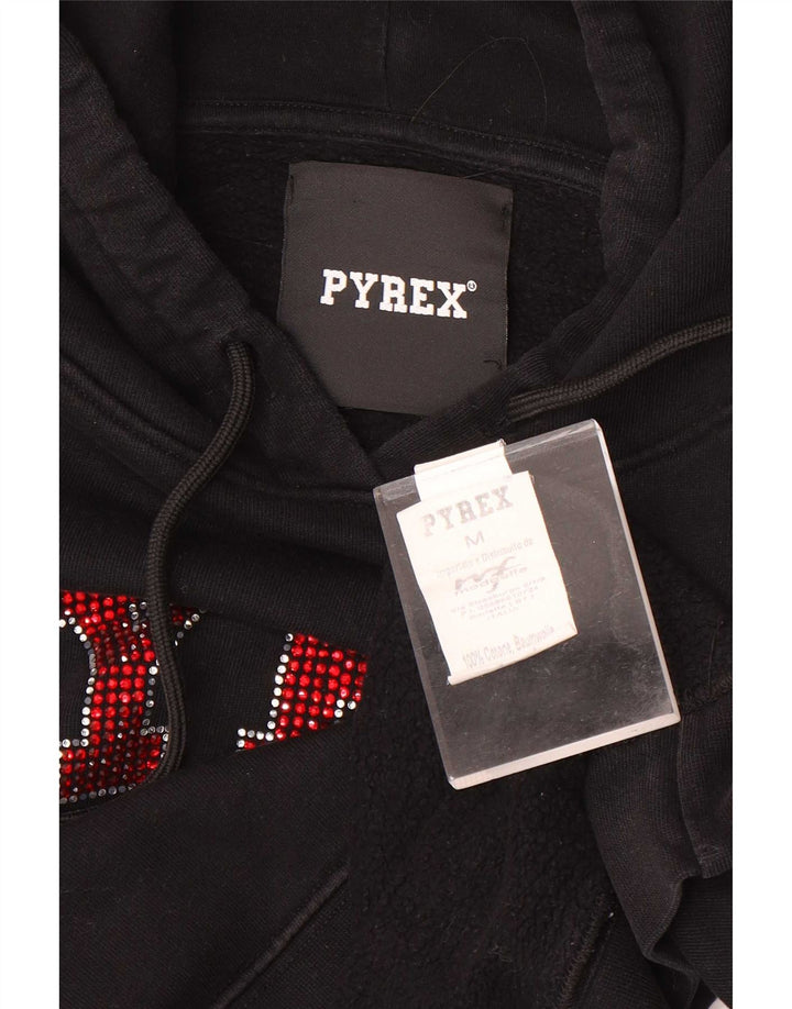 Pulover Pyrex pentru femei Crop Graphic Hoodie UK 14 Bumbac mediu negru
