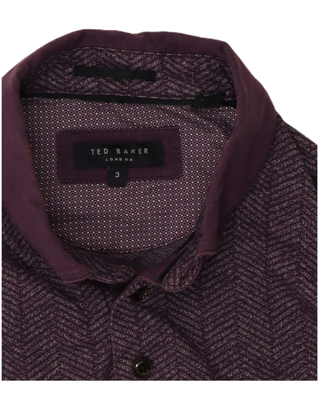 Tricou polo pentru bărbați Ted Baker Mărimea 3 Medium Purple Herringbone