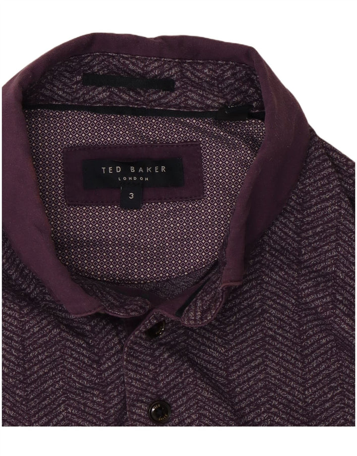 Tricou polo pentru bărbați Ted Baker Mărimea 3 Medium Purple Herringbone