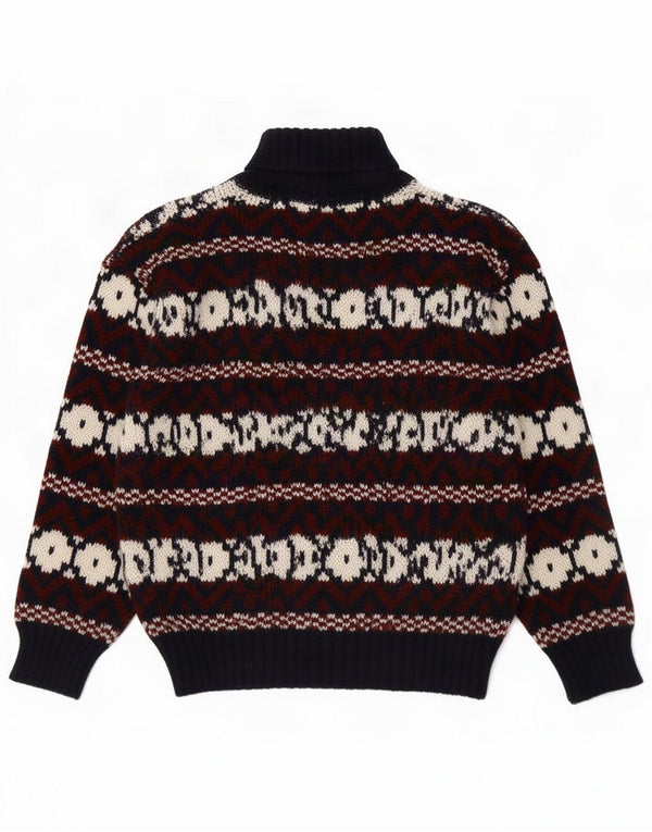Vintage Pulover cu gât rulat pentru bărbați Medium Multicolor Fair Isle