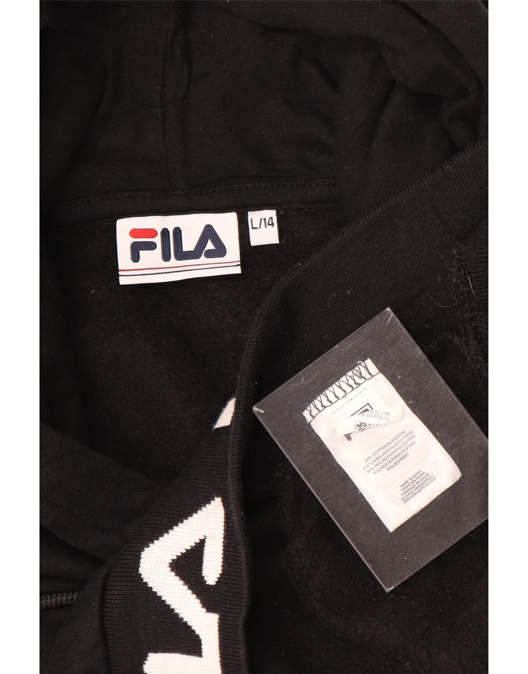 Pulover FILA pentru fete Crop Graphic Hoodie 13-14 ani, mare, negru, bumbac