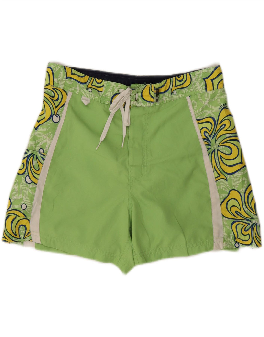 SUNDEK Mens Swimming Shorts Medium  Green Floral Polyester Vintage Sundek and Second-Hand Sundek from Messina Hembry 