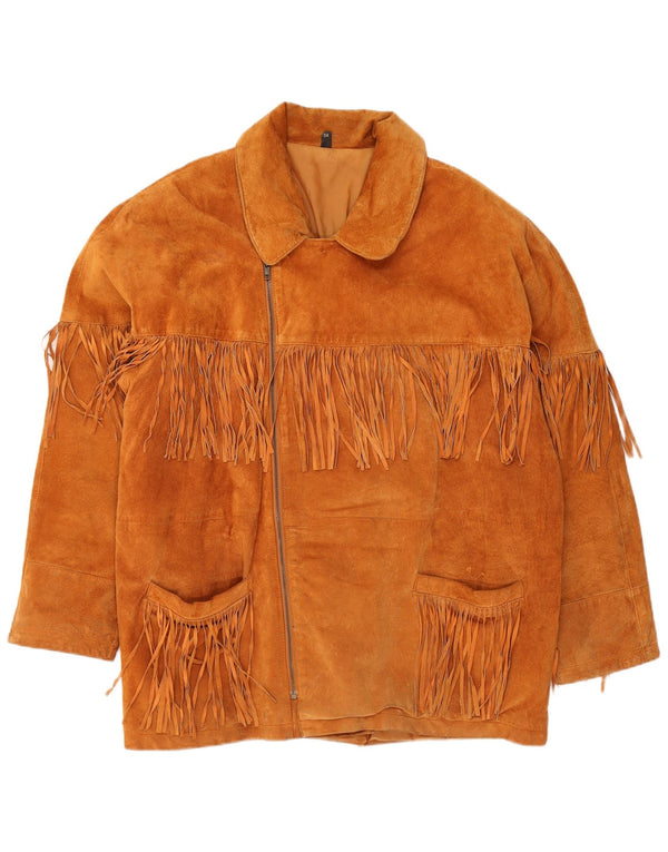 VINTAGE Jachetă de piele intoarsa pentru barbati EU 54 2XL din piele maro