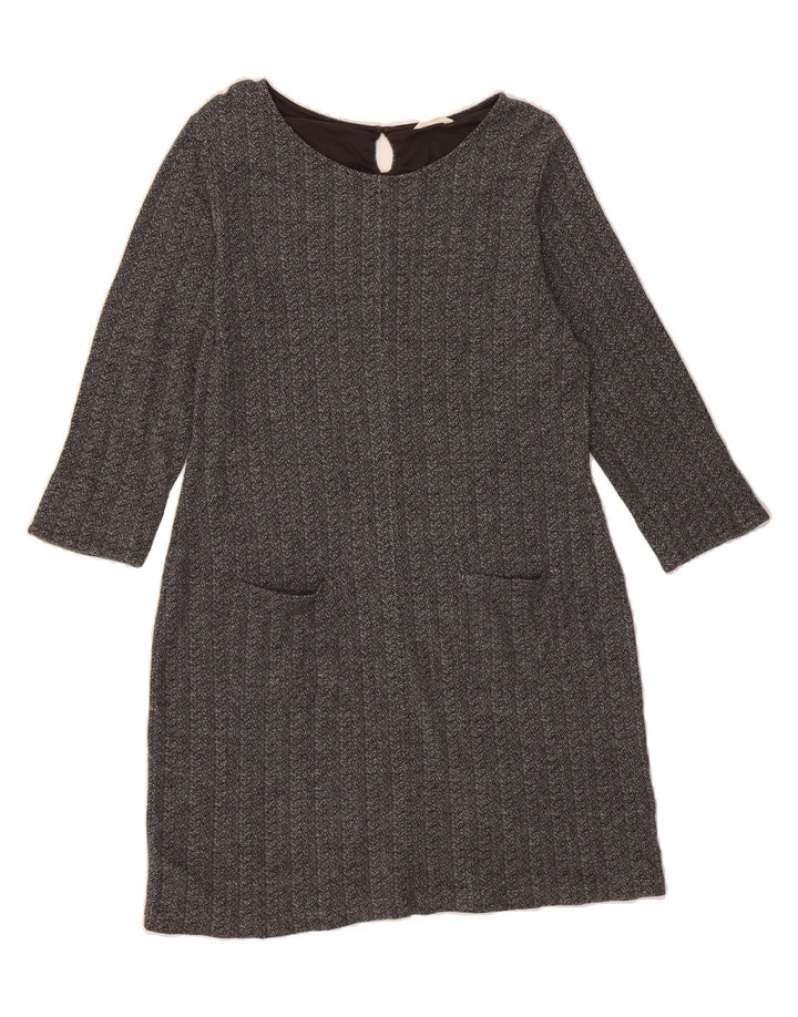 WHITE STUFF Womens 3/4 Sleeve Sheath Dress UK 16 Large Grey Herringbone Vintage White Stuff and Second-Hand White Stuff from Messina Hembry 
