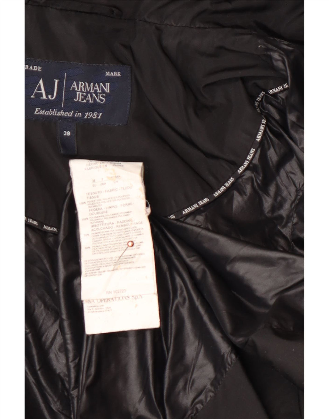 ARMANI JEANS Palton supradimensionat cu glugă pentru femei IT 38 XS Poliester negru