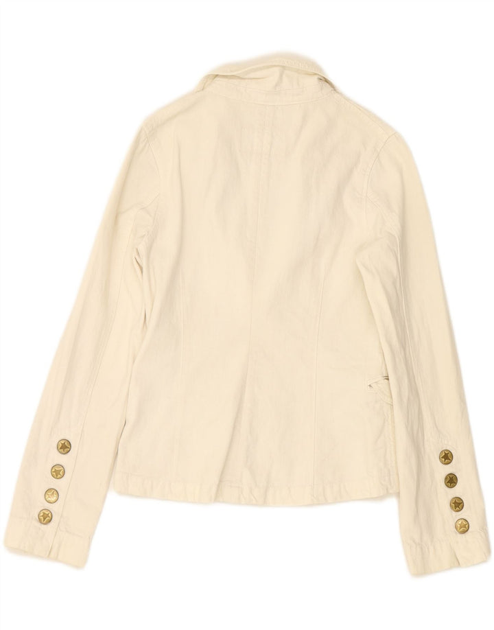 LEVI'S Womens 1 Button Blazer Jacket UK 12 Medium White Cotton