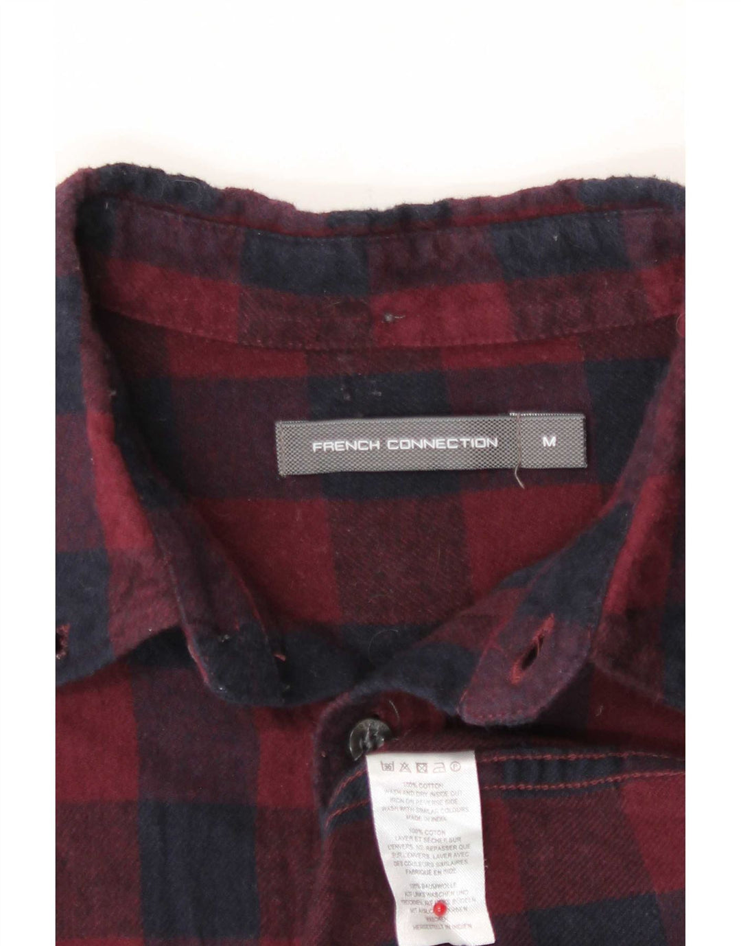 Cămașă de flanel pentru bărbați French Connection, bumbac vichy burgundy mediu