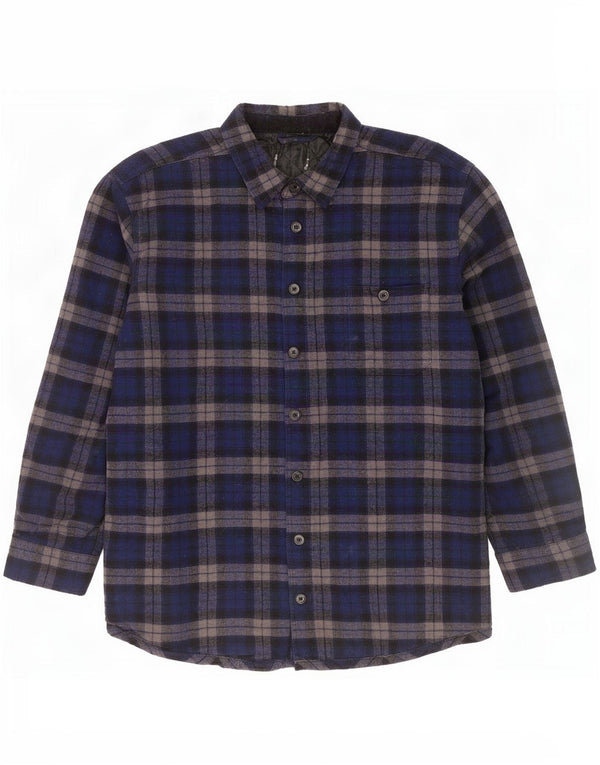Cămașă Vintage pentru bărbați Lumberjack Flannel Medium Bleumarin Chevron Bumbac