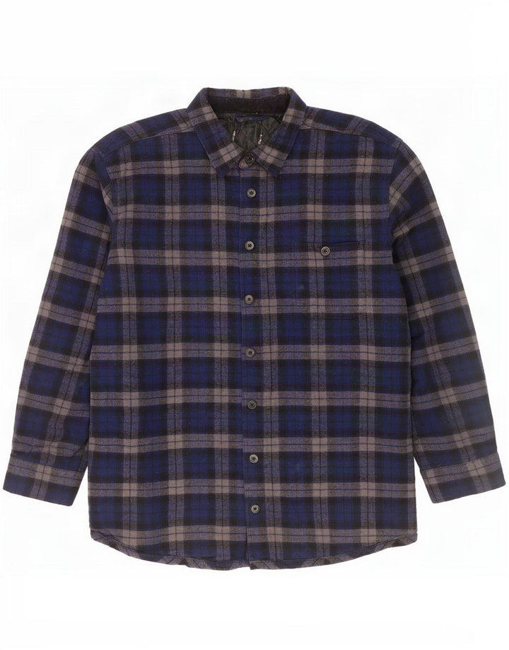 Cămașă Vintage pentru bărbați Lumberjack Flannel Medium Bleumarin Chevron Bumbac