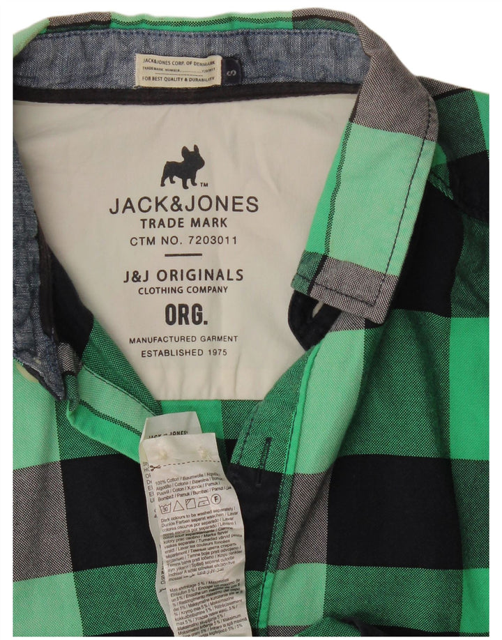 Cămașă de flanel Jack & Jones pentru bărbați, bumbac cu carouri mici, verde