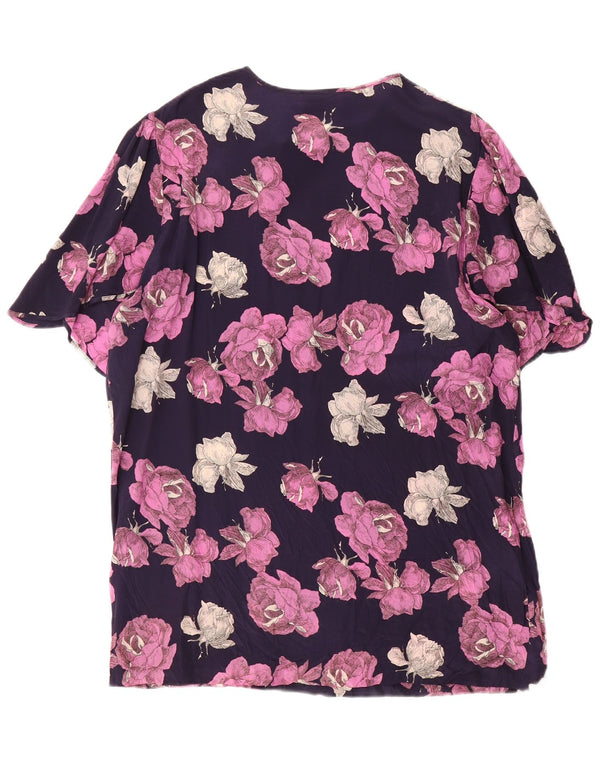 ELENA MIRO Bluză cu papion cu paragate pentru femei UK 20 2XL Bleumarin Floral