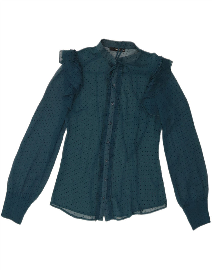 Bluză cămașă cu cravată în față pentru femei Oasis UK 8 Small Blue Spotted
