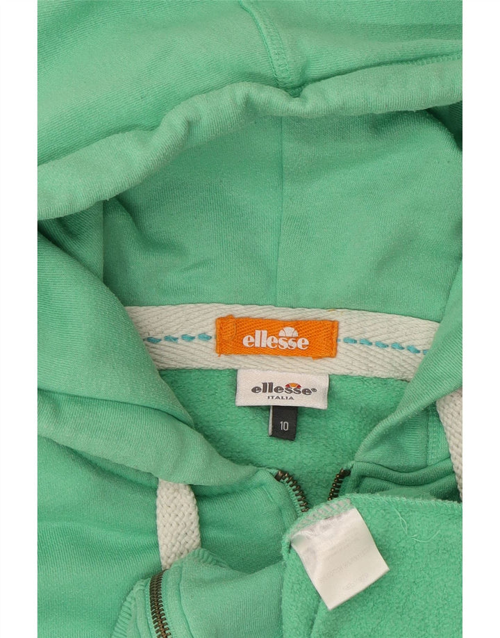 ELLESSE Pulover cu capota cu fermoar pentru femei UK 10 Bumbac verde mic