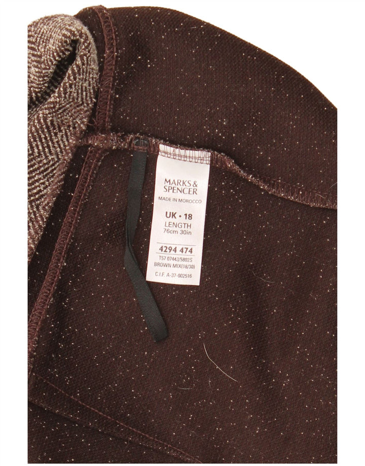 Fusta midi pentru femei Marks & Spencer UK 18 XL W36 Maro Poliester în oase
