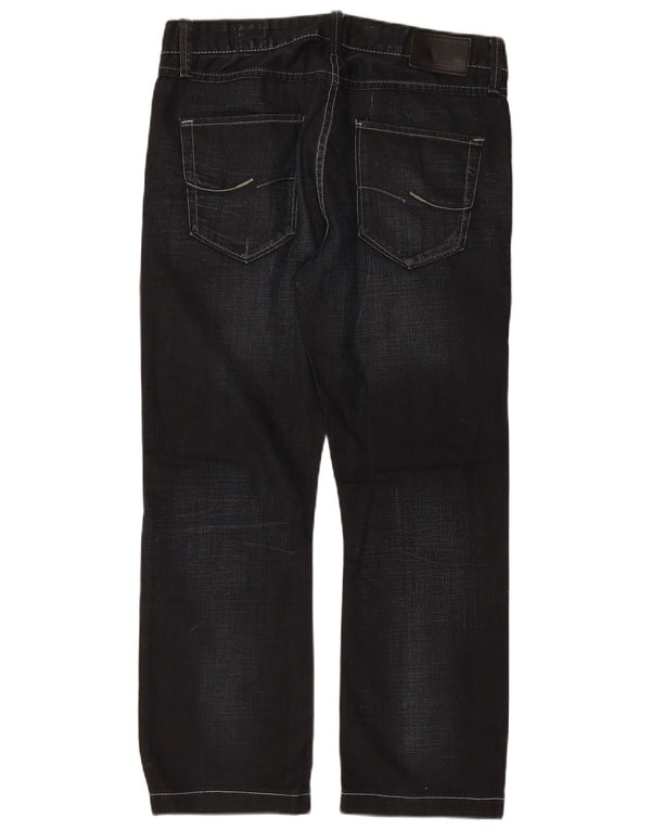 JACK & JONES Blugi drepti pentru bărbați W33 L28 bumbac negru