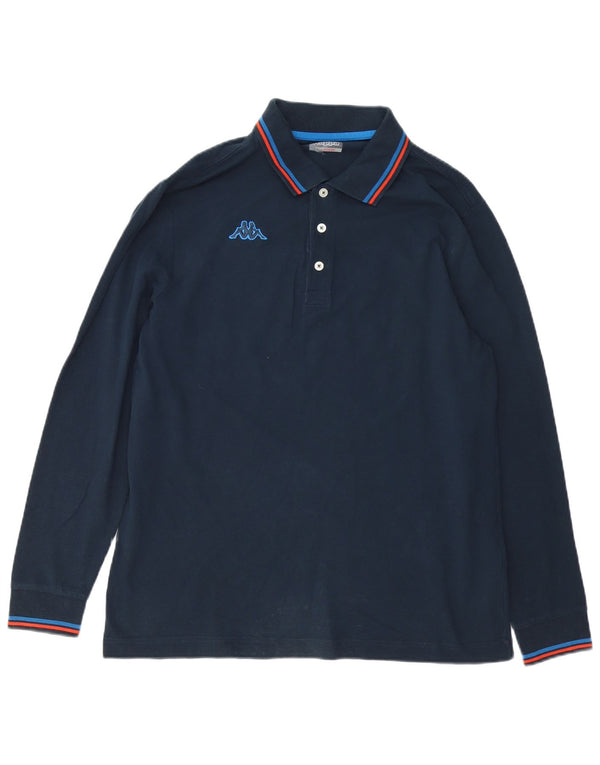 KAPPA Mens Long Sleeve Polo Shirt Large Navy Blue Cotton