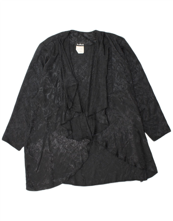 VINTAGE Womens Longline Cardigan Top EU 40 Medium Black Floral Polyester