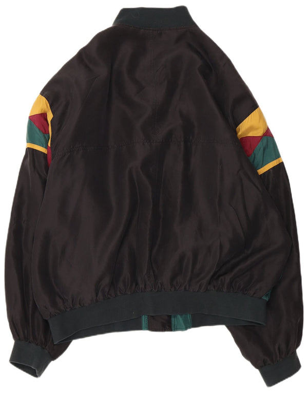 JEAN LEGALLI Jachetă Bomber pentru bărbați UK 42 XL Verde Mătase color bloc