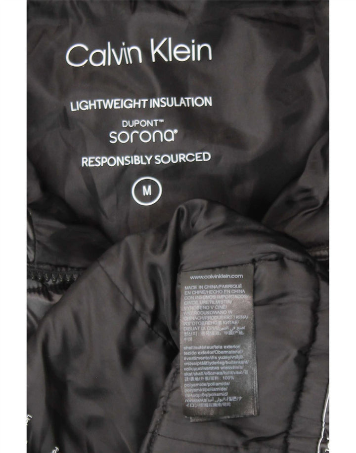 Jachetă căptușită cu glugă Calvin Klein pentru femei UK 14 Poliamidă neagră medie