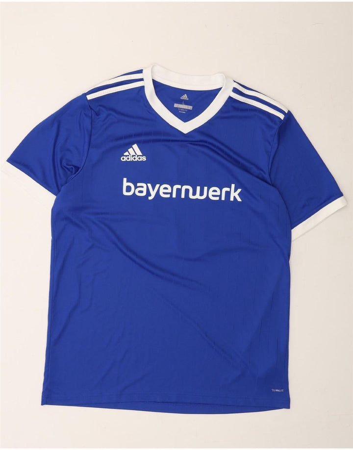 ADIDAS Mens Climalite Graphic T-Shirt Top Large Blue Polyester Vintage Adidas and Second-Hand Adidas from Messina Hembry 