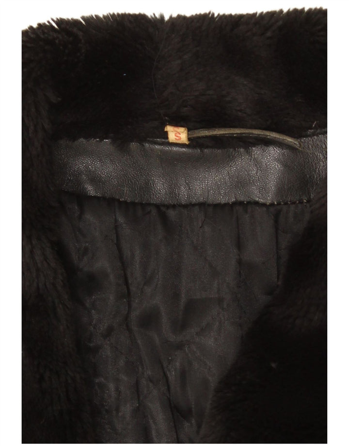 Jachetă de piele vintage pentru femei supradimensionată UK 10, piele mică, neagră