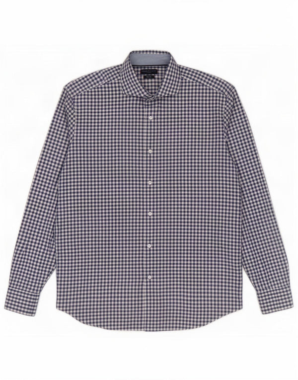 Cămașă de flanel croită pentru bărbați Tommy Hilfiger Mărimea 44 17 1/2 XL Bleumarin