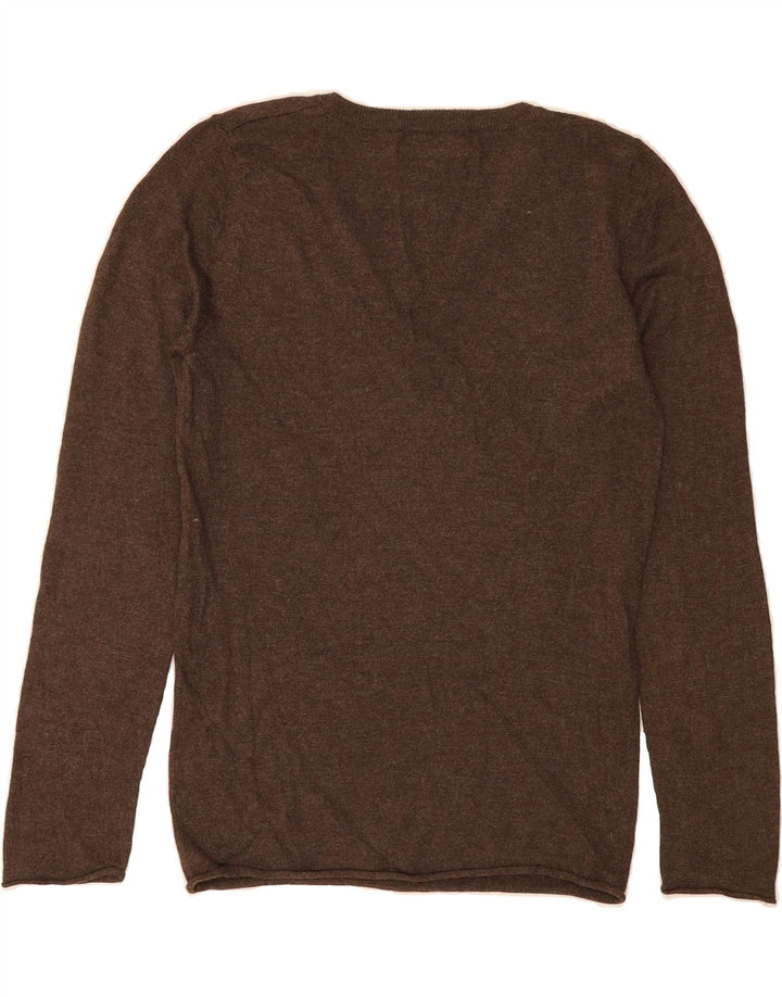 MOSSIMO Womens V-Neck Jumper Sweater UK 12 Medium Brown Nylon Vintage Mossimo and Second-Hand Mossimo from Messina Hembry 