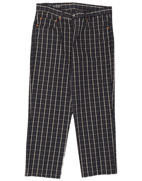 Pantaloni casual drepti pentru bărbați Casucci L38 L28 Bumbac cu carouri bleumarin