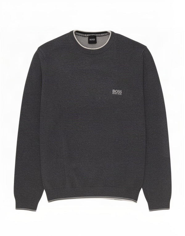 Pulover Hugo Boss pentru bărbați, cu gât crew, gri mediu