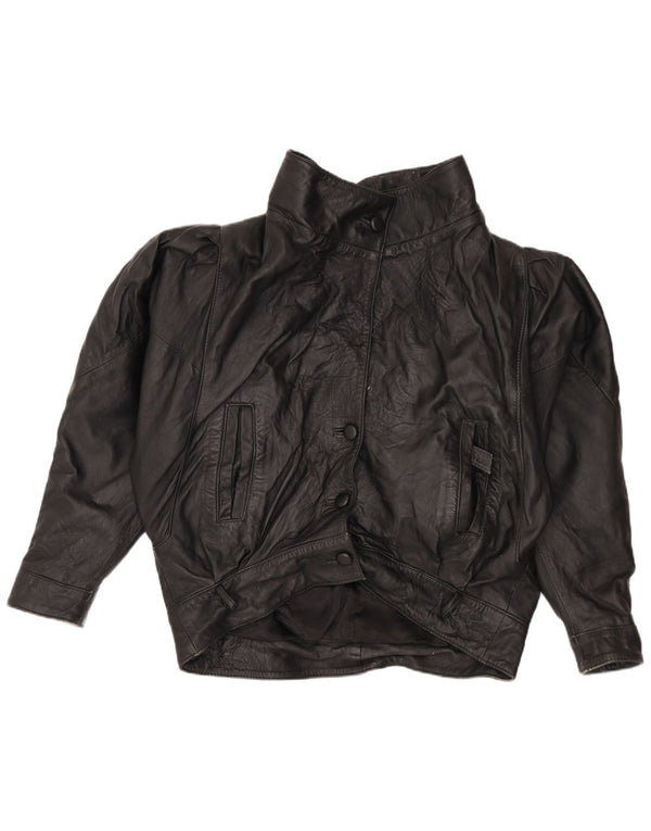 Jachetă de piele supradimensionată pentru femei VINTAGE UK 14 Medium Black