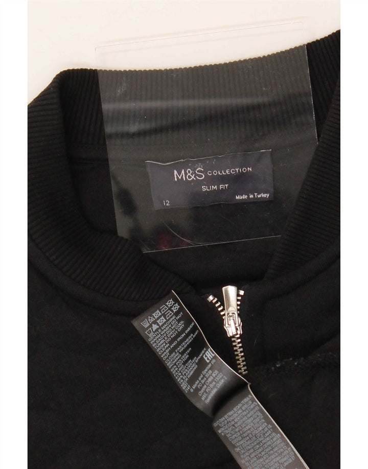 Marks & Spencer pentru femei Slim Fit Trening Top Jacket UK 12 Medium Black