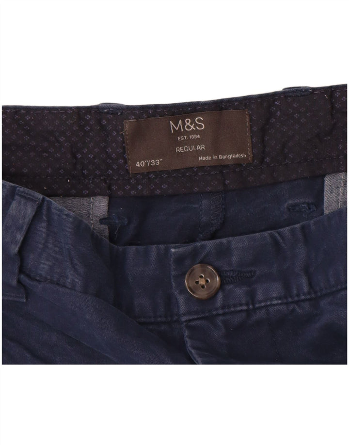 Pantaloni chino obișnuiți, drepti, pentru bărbați Marks & Spencer, L40 L33, bleumarin