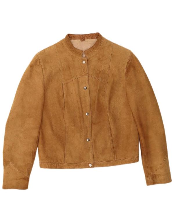 Jachetă vintage din piele intoarsa pentru femei UK 12 Medium Beige Piele